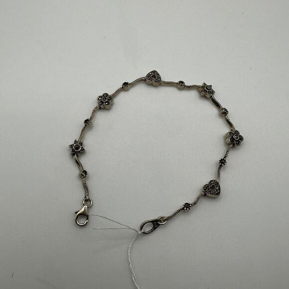 Beautiful marcasite and sterling silver hearts, stars, and flowers bracelet!